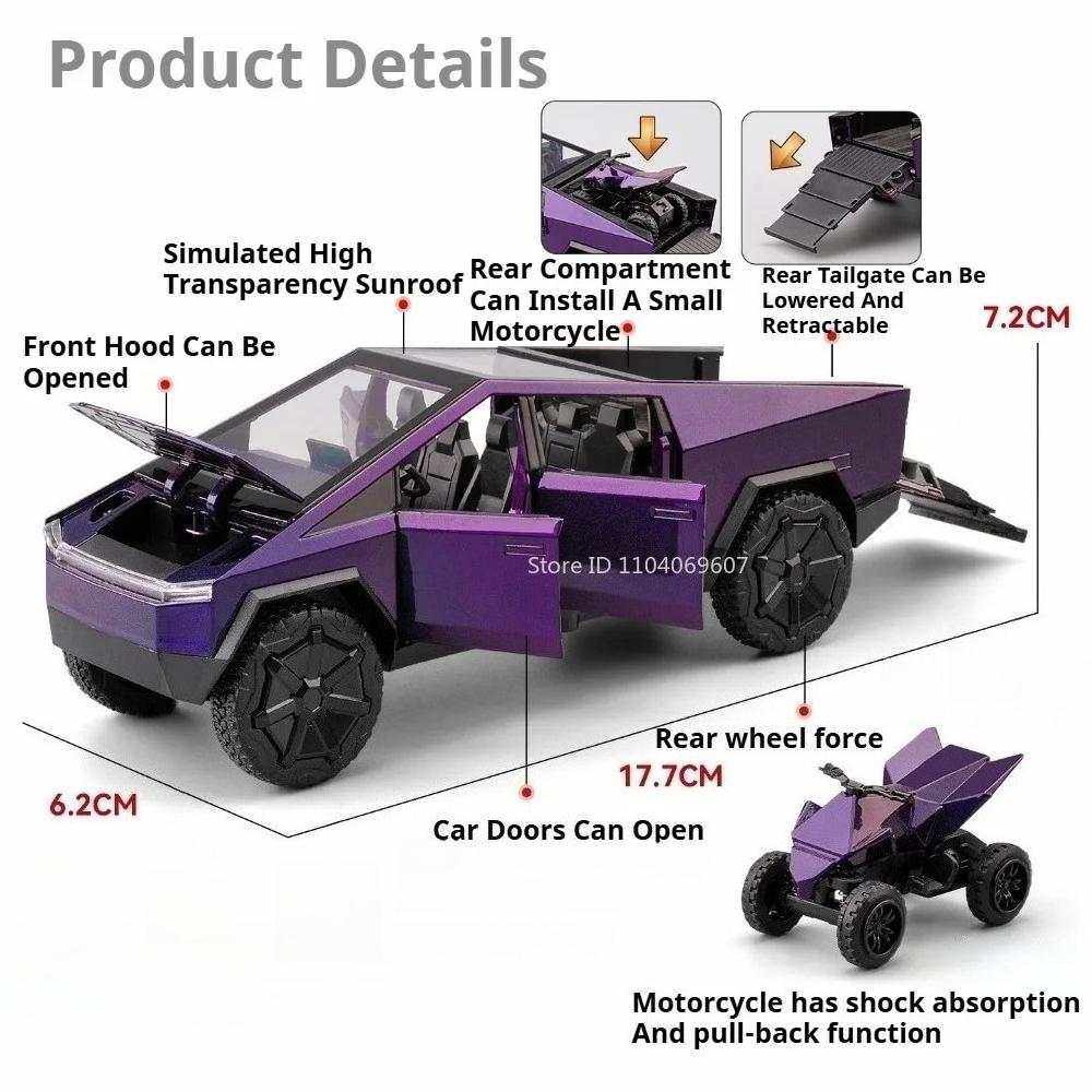 1:32 Pickup Model Toy Car Pull Back Doors Opened Off-Road Vehicle Alloy Die-Cast Rubber Tires Models Toys Home Decor Decoration