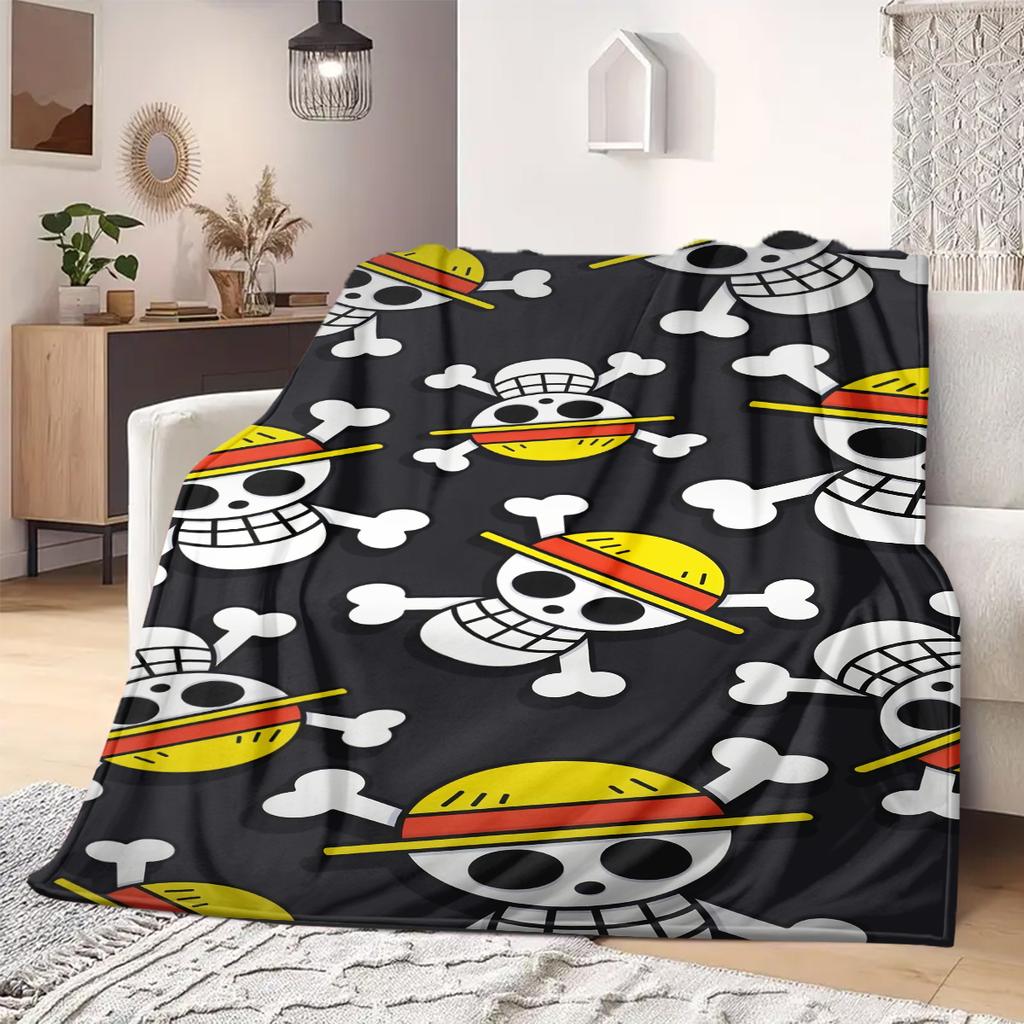 ONE PIECE Straw Hat Pirates Print Blanket Warm Comfortable Flannel Blanket Suitable for Bedrooms,Sofas, Beds,Chairs -QIAO114