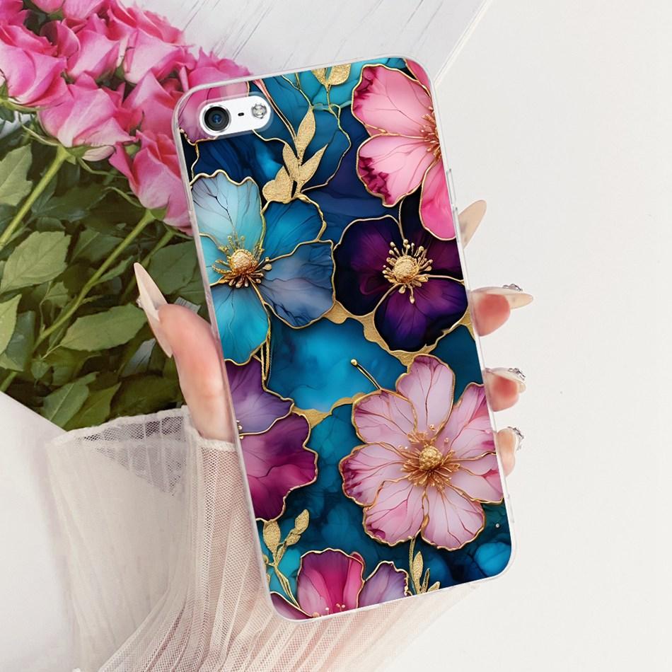 For iPhone 5 5s SE (2016) 4 4s Cute Flower Butterfly Cat Painted Case For iPhone5 iPhone4 Soft Silicone TPU Phone Cases