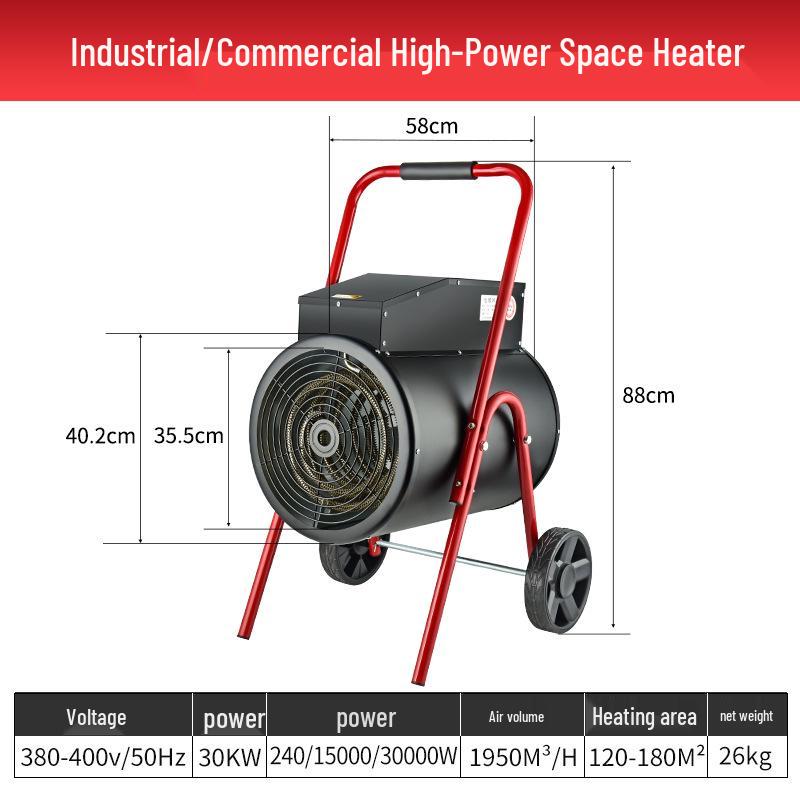Compact High-Power Industrial Fan Heater for Rapid Heating, Ideal for Home, Breeding Farms, and Desktops.