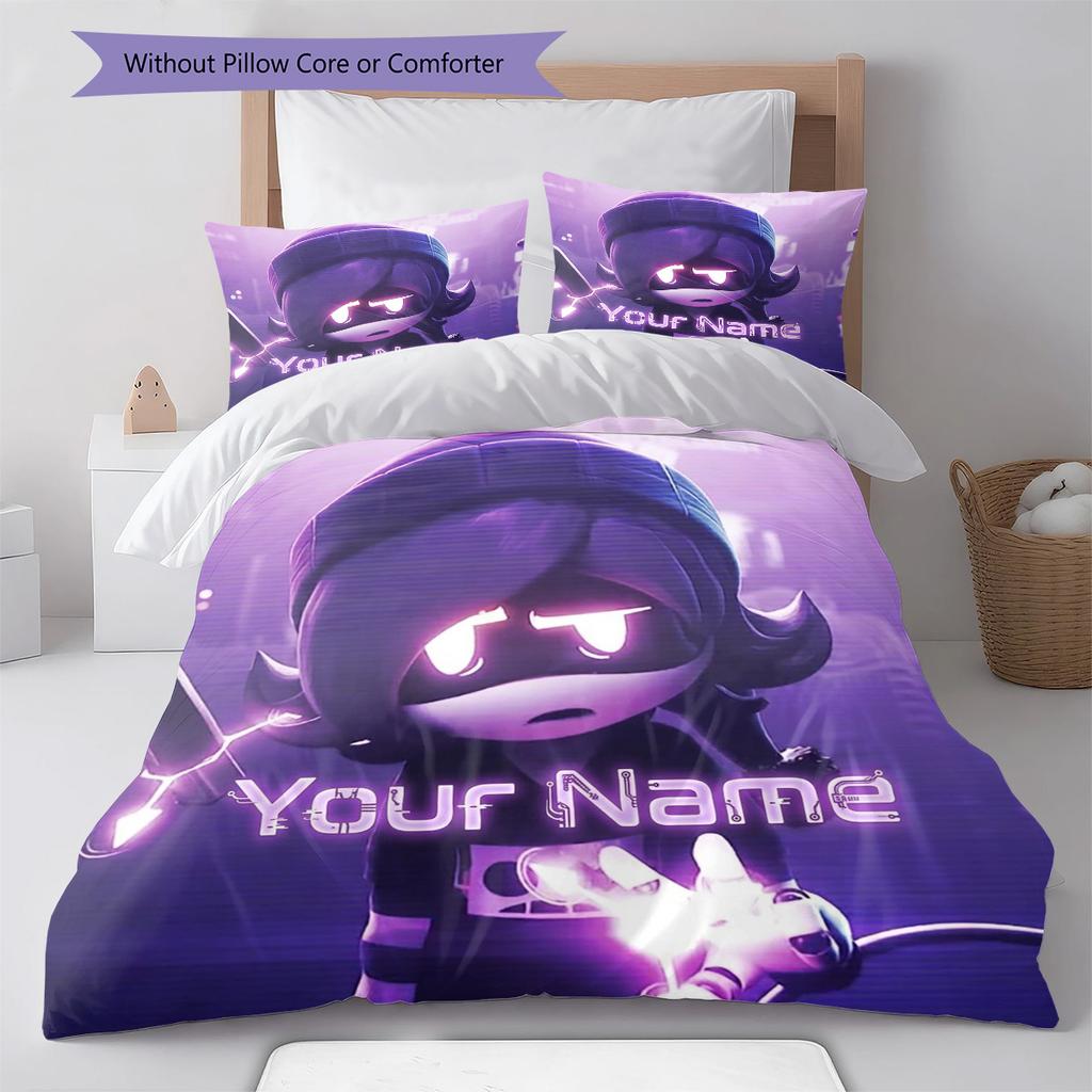 Cyberpunk Hero Custom Name Pattern Bedding Quilt Set Quilt Cover Pillowcase Home Birthday Gift(1 * Duvet Cover + 2 * Pillowcase, Without Core)