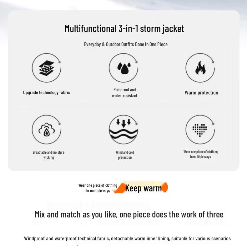 JEEP SPIRIT Men's 3-in-1 Hooded Outdoor Jacket