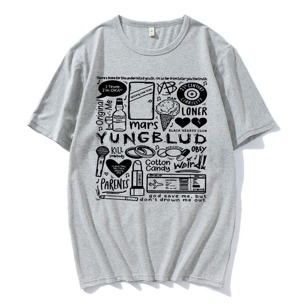Tričko s potiskem Yungblud Unisex WoUnisex Oversize Tričko s krátkým rukávem Tričko s krátkým rukávem Hip-hopové tričko Grafika Unisex trička Streetwear