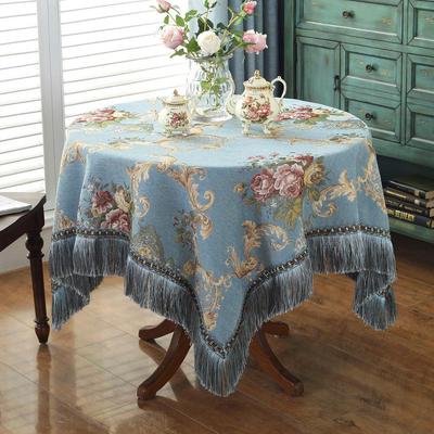 Chenille-Tischdecke im europäischen Stil mit Quastenspitze - Rechteckige Couchtischdecke, leichtes Luxusdesign