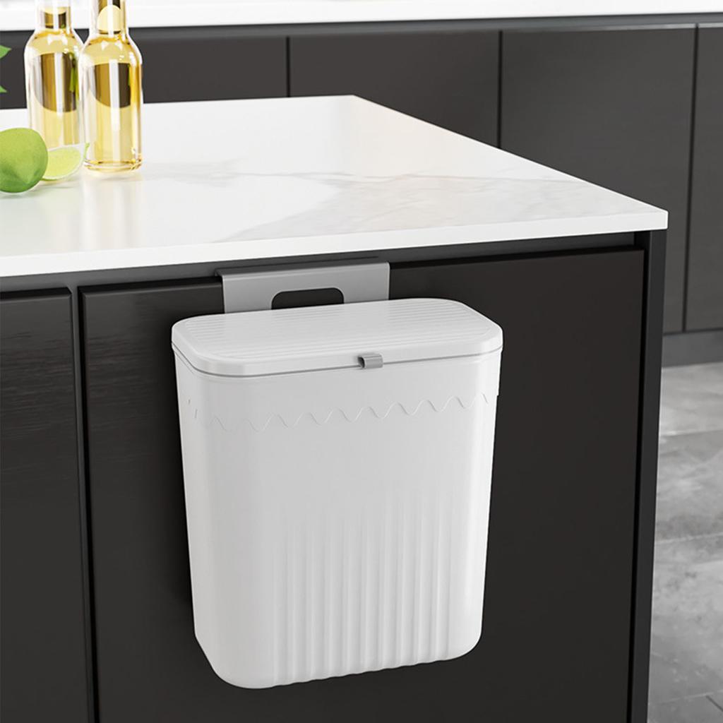 Hanging Trash Can Space Saving Stylish Plastic Small Waste Bin with Lid for Kitchen Bedroom