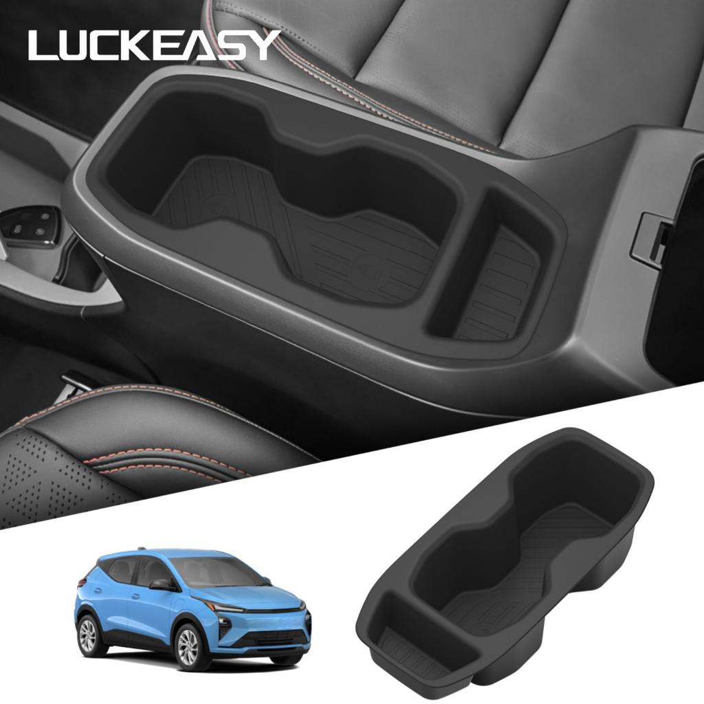 LUCKEASY for Chevrolet Chevy Bolt EV 2027+ TPE Center Console Cup Holder Shock-Absorbing Insert Drinks Storage Box Accessories