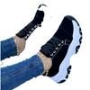 New platform color matching lace-up canvas shoes women's large size low-top casual single shoes sports shoes