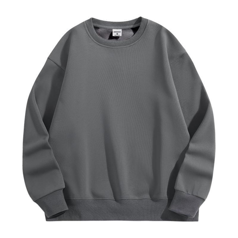 Men's Heavyweight Velvet Crewneck Sweatshirt - Thick Lambswool-Style, Loose Fit, Solid Color, Unisex, 500g.
