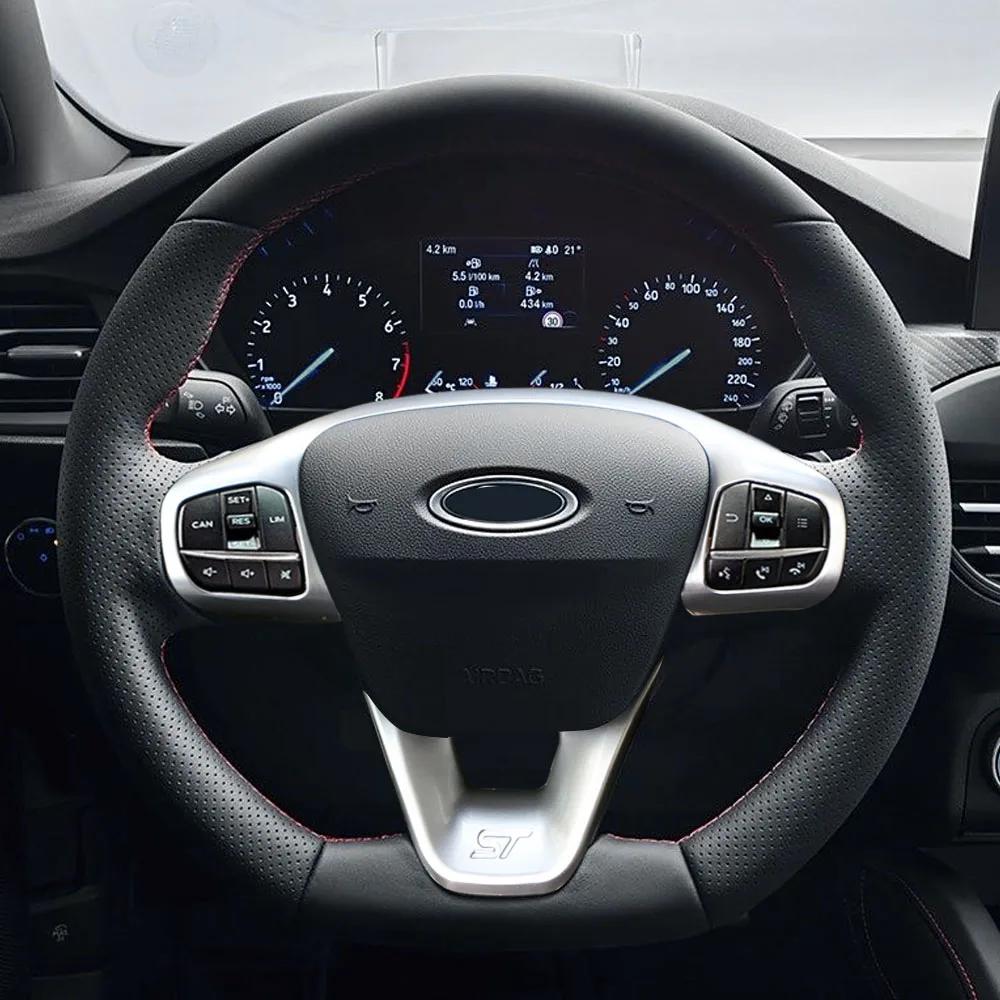 For Ford Fiesta MK8 2017-2019 Focus 4 MK4 2019-2025 Steering Wheel Panel Trim Frame Decoration Sticker Cover Accessories