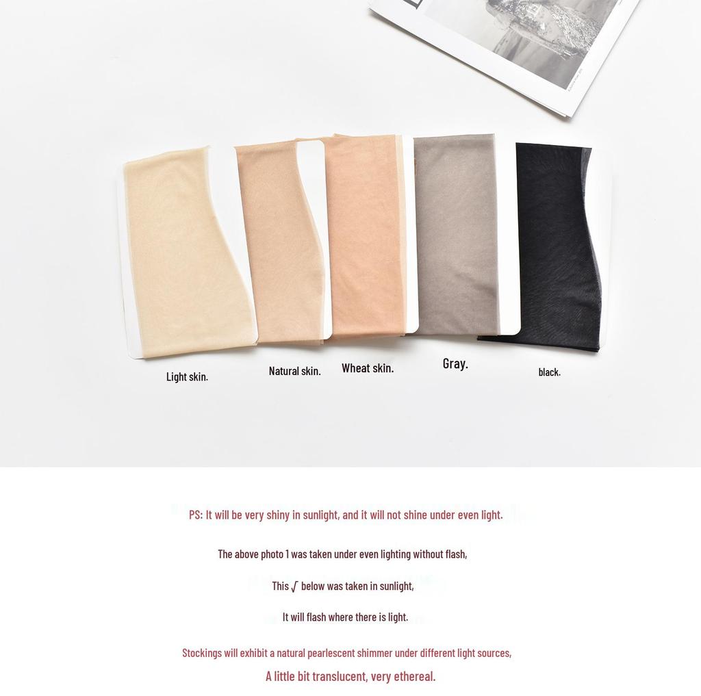 Seamless Pearlescent Stockings: Silky, Shimmering, Transparent Summer Tights for Women