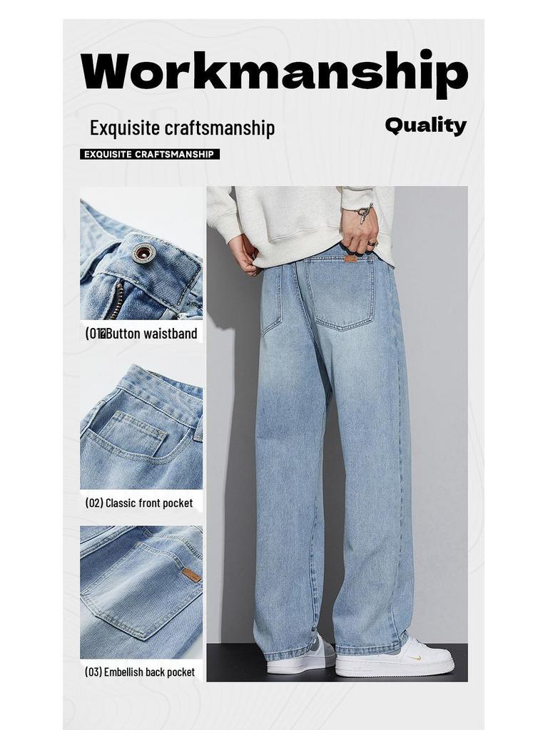 2025 Autumn/Winter Men's Retro High Street Loose Straight-Leg Jeans