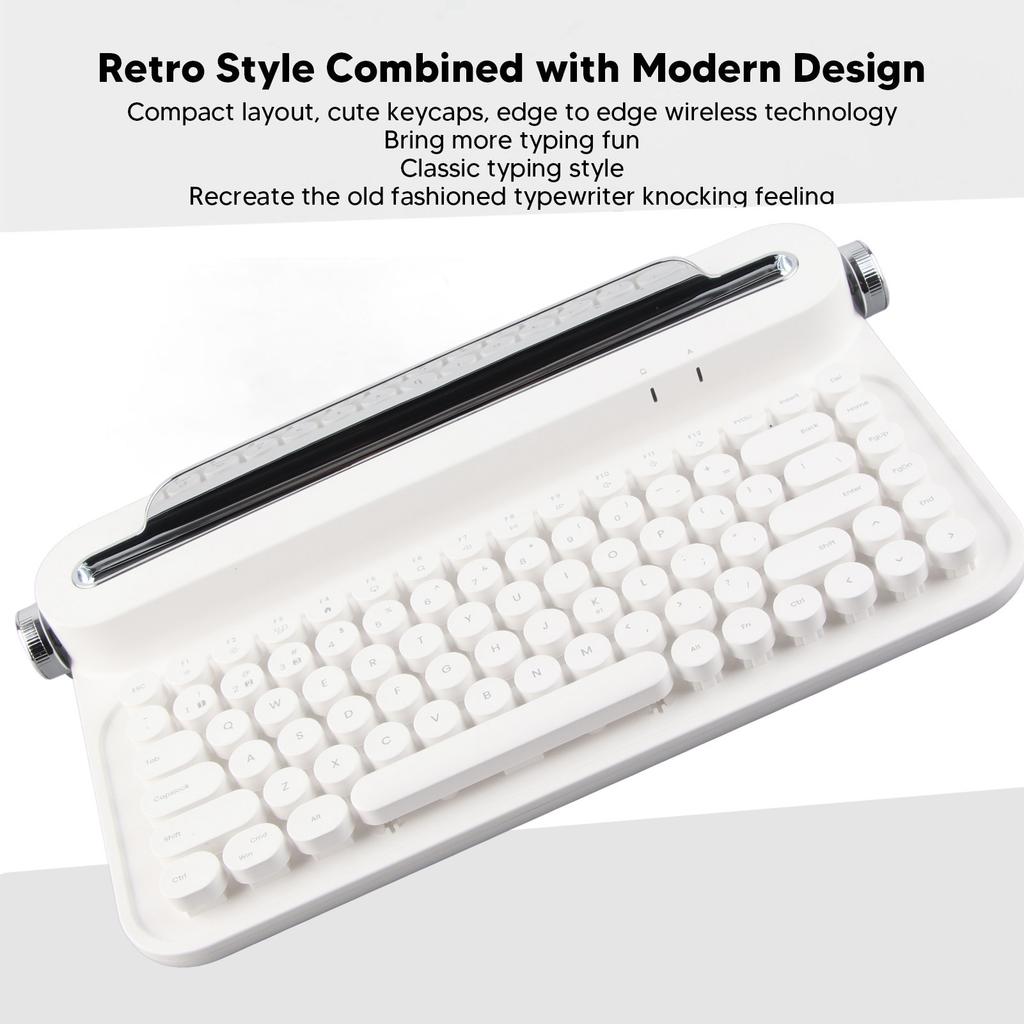 Vintage   Keyboard 86 Keys Portable Wireless Keyboard with Integrated Stand for   for   for