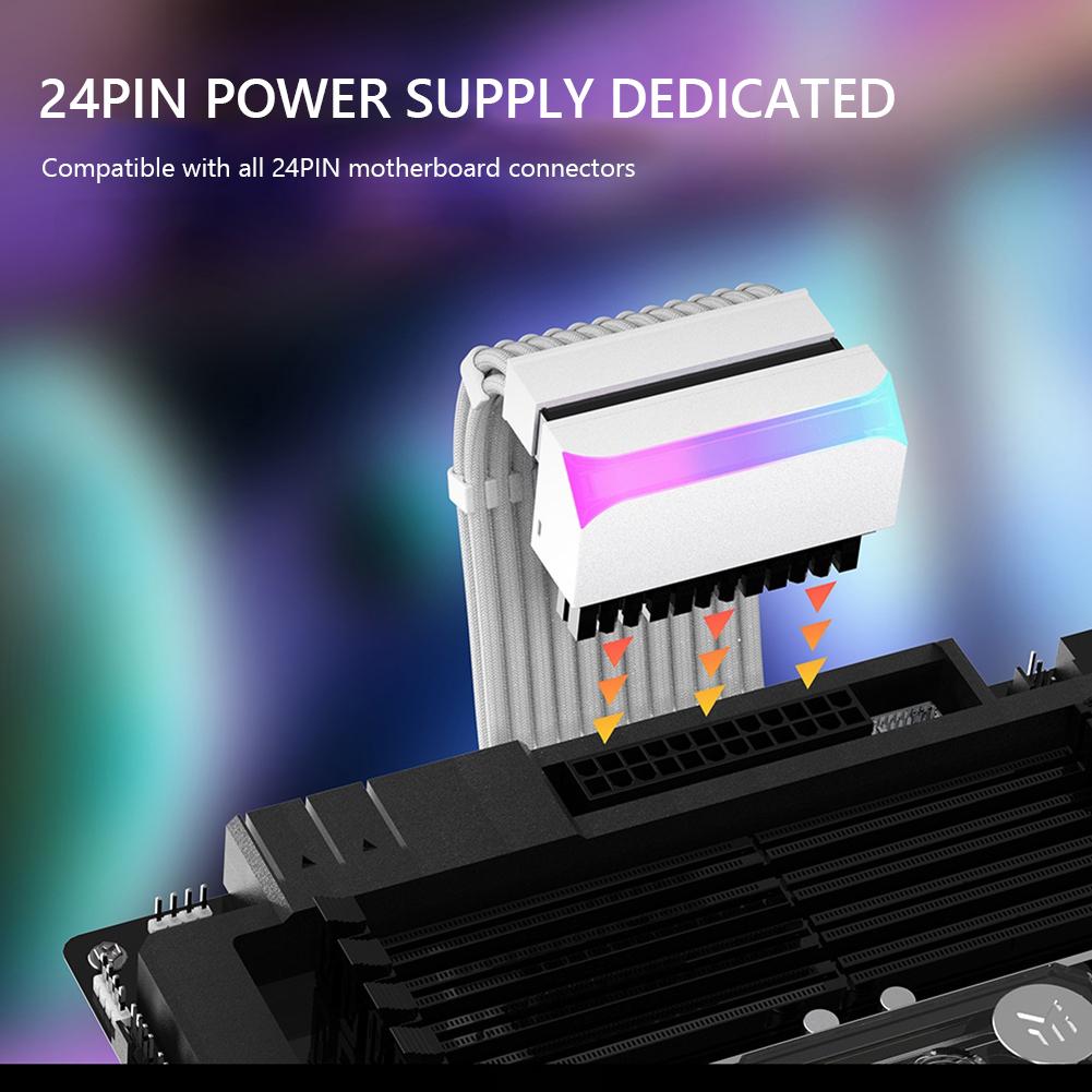 ATX 24Pin To 90 Degree Power Supply Cable Connectors Computer Parts Motherboard Power Connectors Aura Sync DIY Mounting