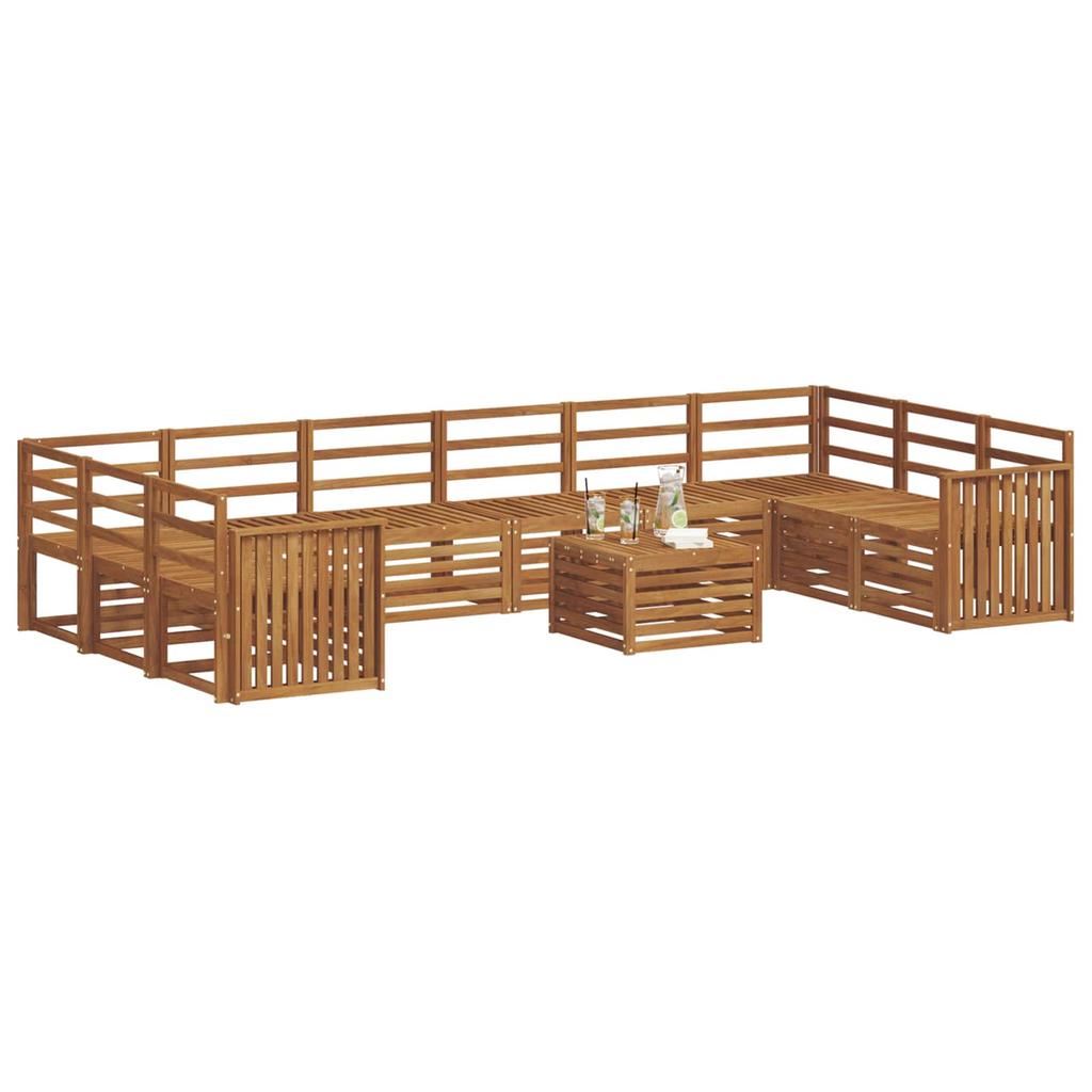 Outdoor Sofa Set 11 Pcs Natural Solid Acacia Wood