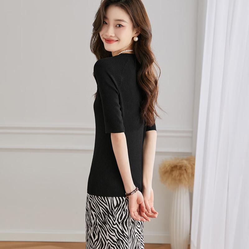 Srcr Women's Wool Blend Half-Sleeve Knit Top