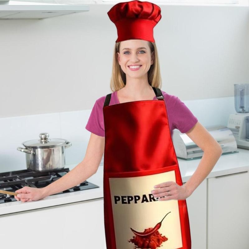 6Pcs Halloween Spices Condiments Matching Costume Spices Group Apron and Hat Set for Halloween Cosplay Party