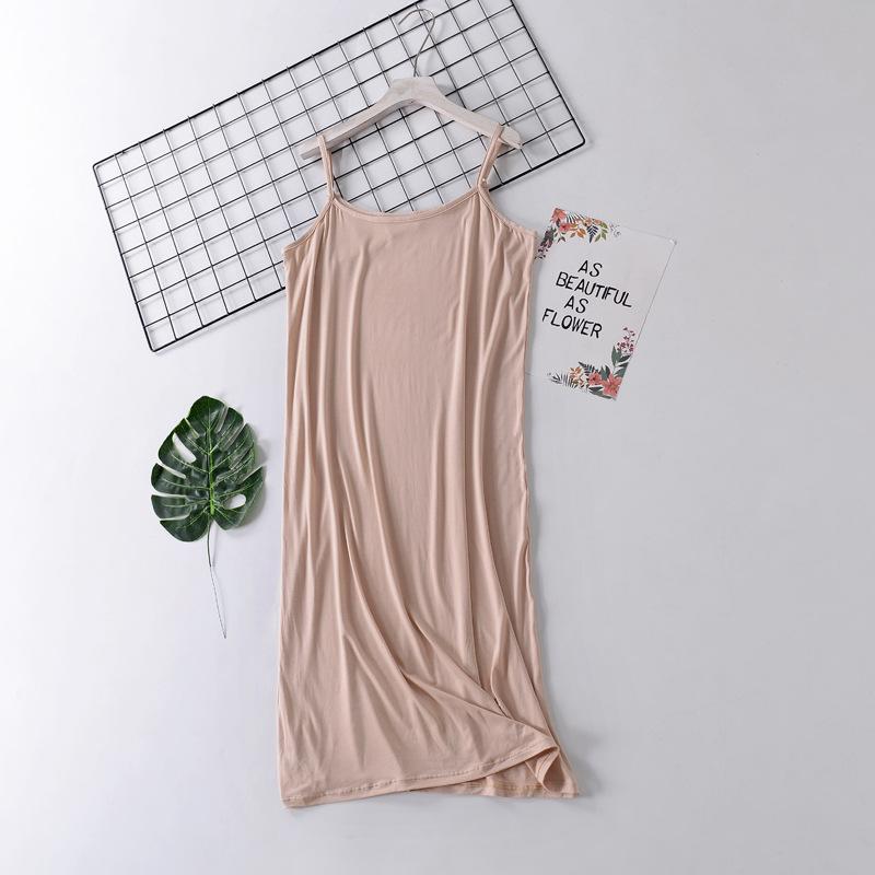 

Женское модальное платье-комбинация: Легкая, свободная, стройнящая ночная сорочка и пижама большого размера на подкладке. Loose Plus Size, 78cm incl. strap телесный