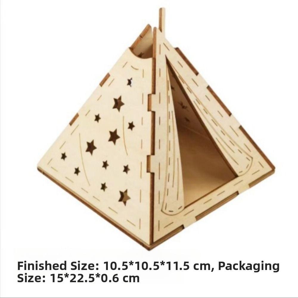 Moon Star Miniature Tent Prop Wood Mini Wooden House Creative Micro Landscape Decoration  Gift