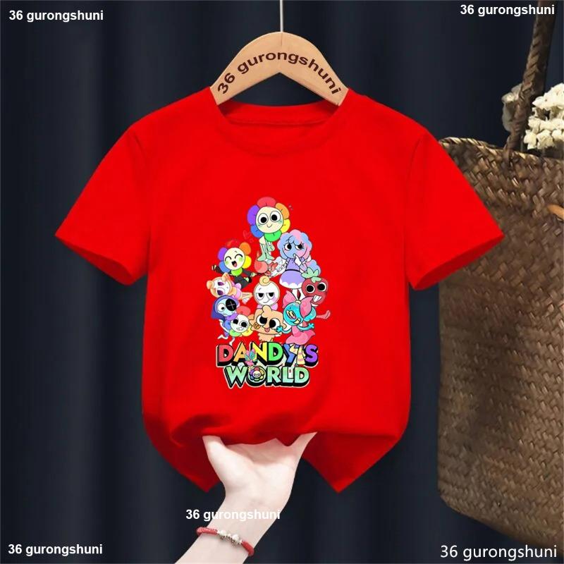 2025 New Dandys World T-Shirt Summer Round Neck Cartoon Game Boys/Girls T Shirts Kids Short Sleeve Tees Boys Girls Anime Tops