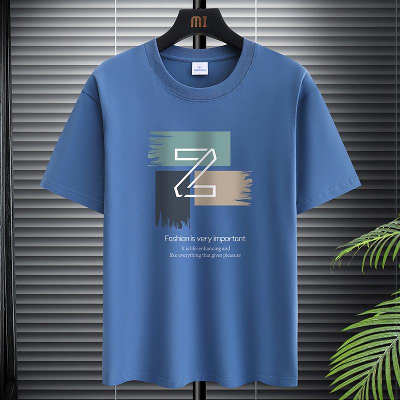 Simple Graphic Tshirt for Men Plus Size Round Neck Tee Shirts Pure Cotton Harajuku Tops Male Clothing Summer New Short Sleeve