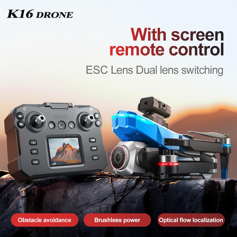 New K16 Max Pro Drone Dual-Camera 4K HD Aerial Photography Drone with Screen Omnidirectional Obstacle Avoidance Dron RC Toy