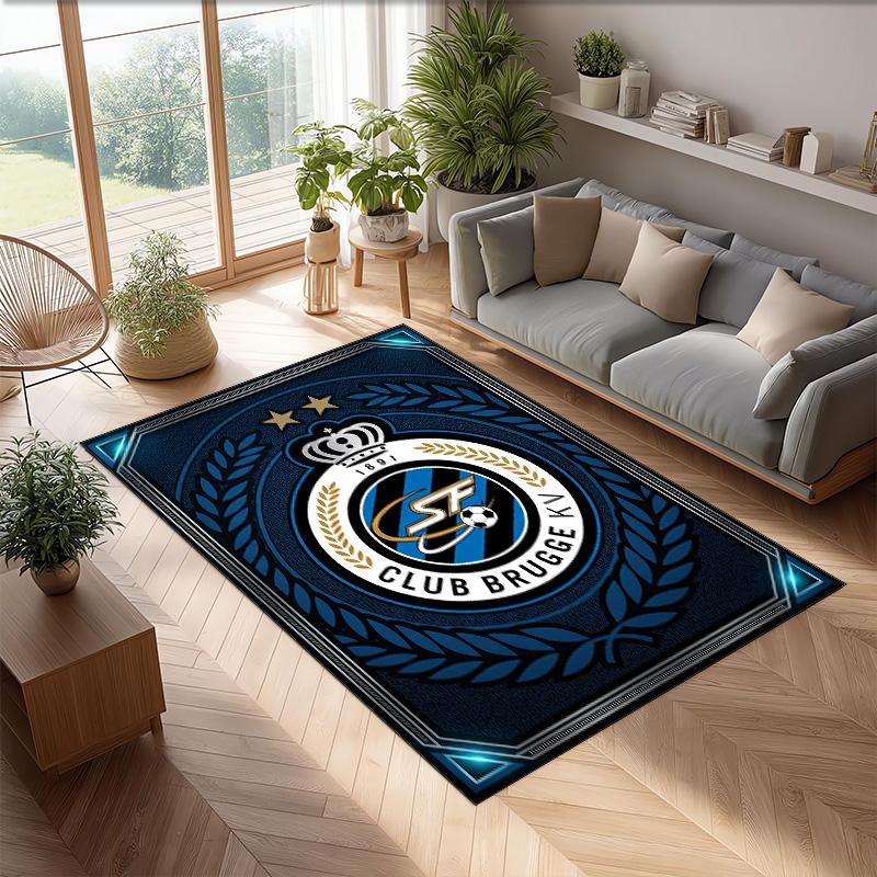 Club Brugge FC Soccer Football Pattern Soft Area Rug Non Slip Indoor Floor Carpet Sports Decor Mat for Bedroom