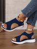 Women's Plus Size Breathable Knit Flat Sandals - European & American Casual Thick-Soled Beach Sandals