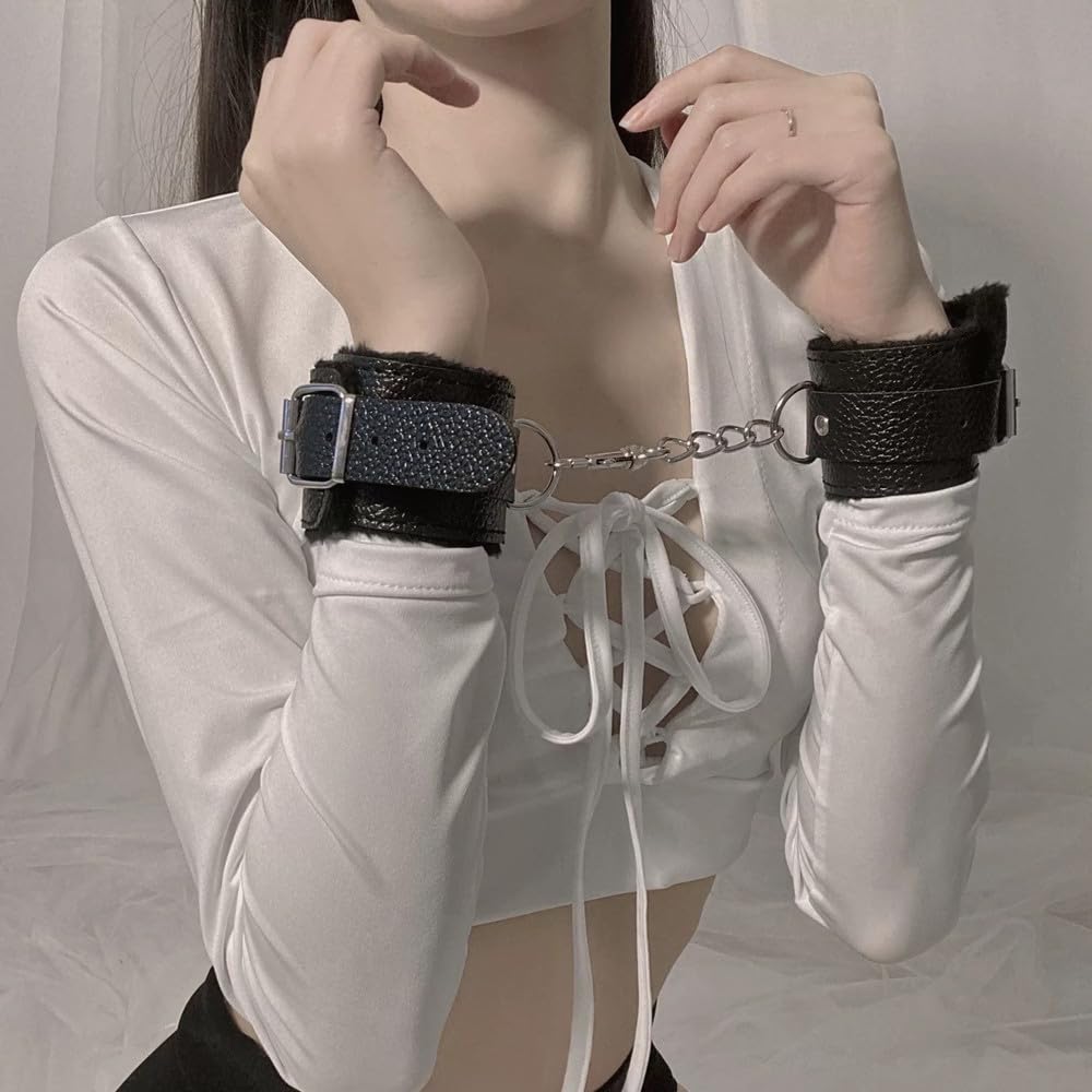 BAOQISHAN Restraints SM Goods Eye Mask Black SM Goods SM Set SM Play Fluffy Painless Restraints Handcuffs Foot Shackles Cross Shackles Eye Mask Adult