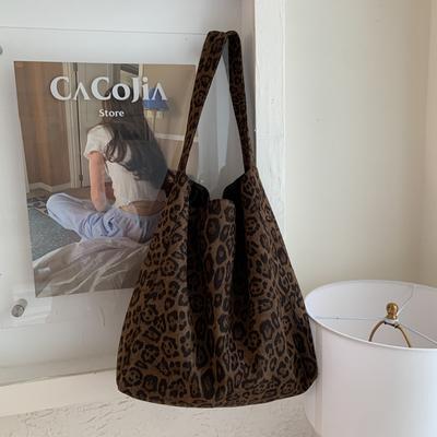Tasche mit Leopardenmuster Damen neue Herbst- und Winterpersönlichkeit schlichte Schulterhandtasche große Kapazität Achseltasche