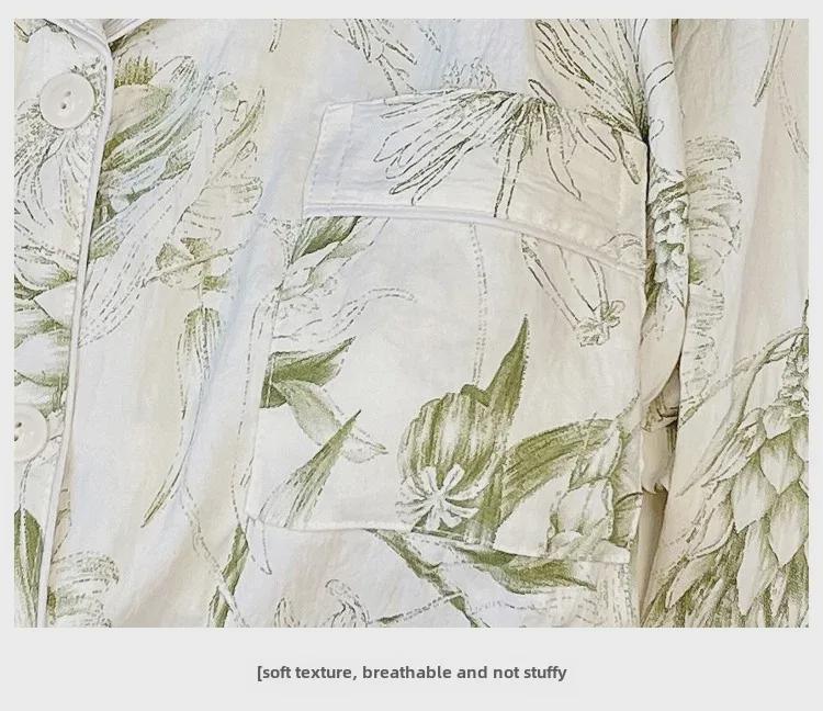 Women's Spring/Autumn Pajama Set: Thin Cloud Cotton with Chest Pads, Long-Sleeved Cardigan, Sweet and Cute Homewear.