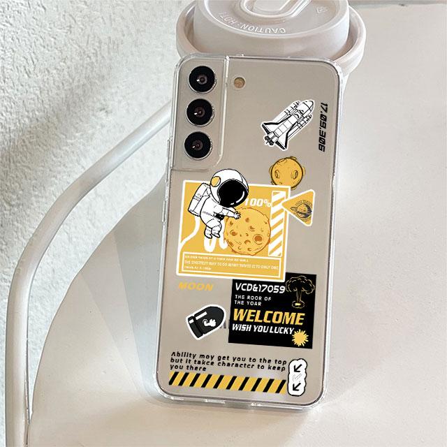 Przezroczyste etui na Samsung Galaxy S22 S20 FE S21 Plus S10 Lite S9 S8 S10e Note 20 Ultra 10 Lite 9 8 Pokrowiec na telefon Kreskówkowy Astronauta