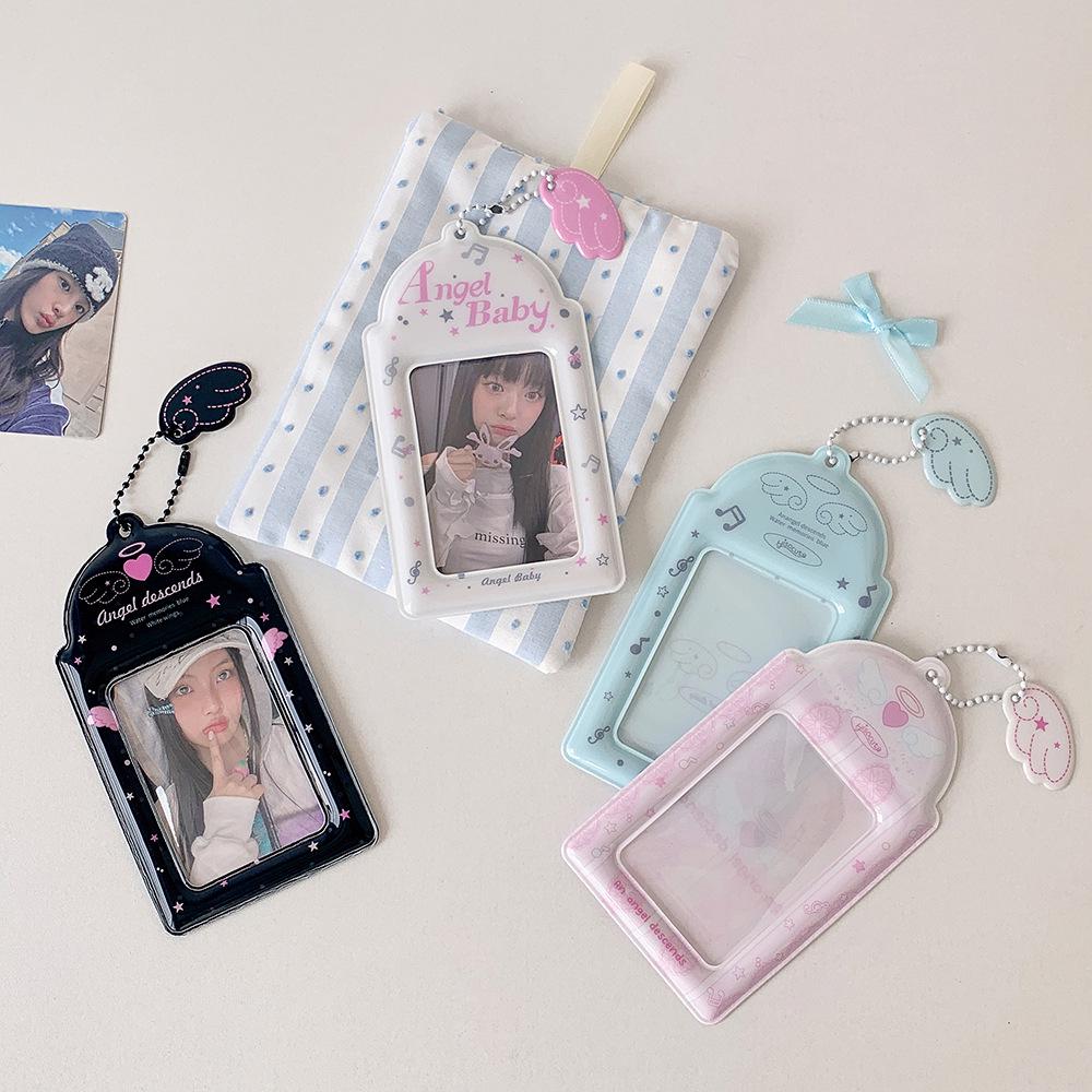 Korean Style Musical Notes Wings Card & Photocard Storage Sleeve with Anti-Lost Pendant