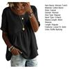 Damen T-Shirt Rundhals Kurzarm Rüschen-Patchwork-Design T-Shirt Einfarbige Lockere Passform