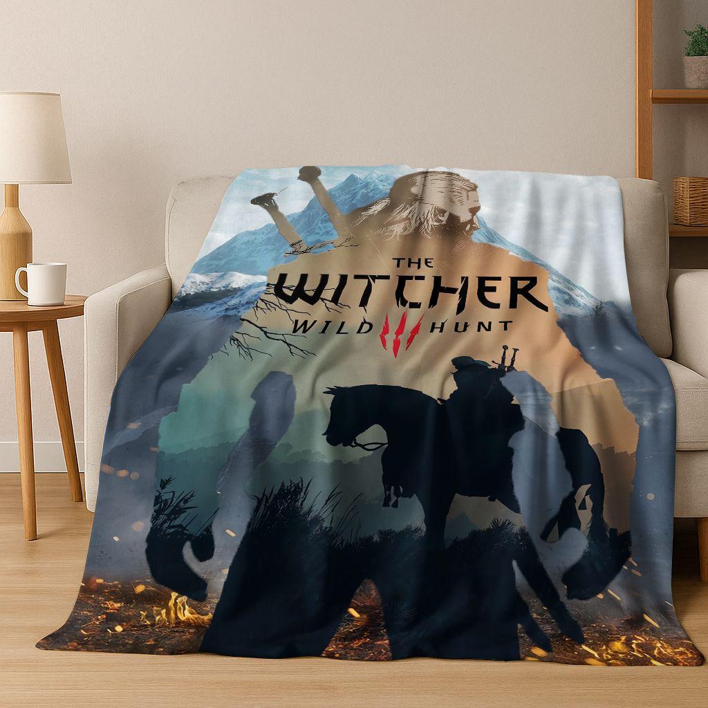 3D The W-Witcher Geralt Games Cartoon Flannel Blanket,Warm and Cozy Soft Throw Blanket for Home Bedroom Bed Sofa Cover Kid Gift