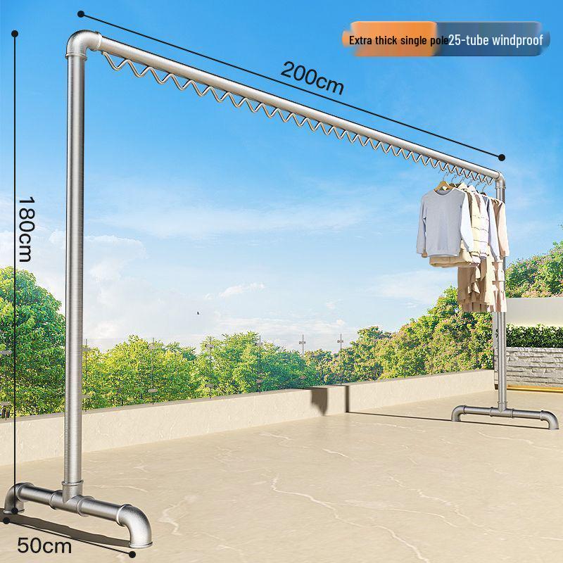 Windproof Outdoor Galvanized Steel Clothes Drying Rack with Thickened Pipes for Balcony