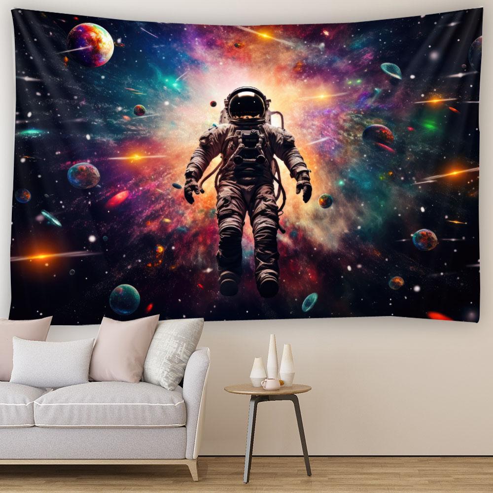 Astronaut Star Planet Tapestries - Meditation Starry Sky Living Room Decor Therapy Energy Field Art Background Design