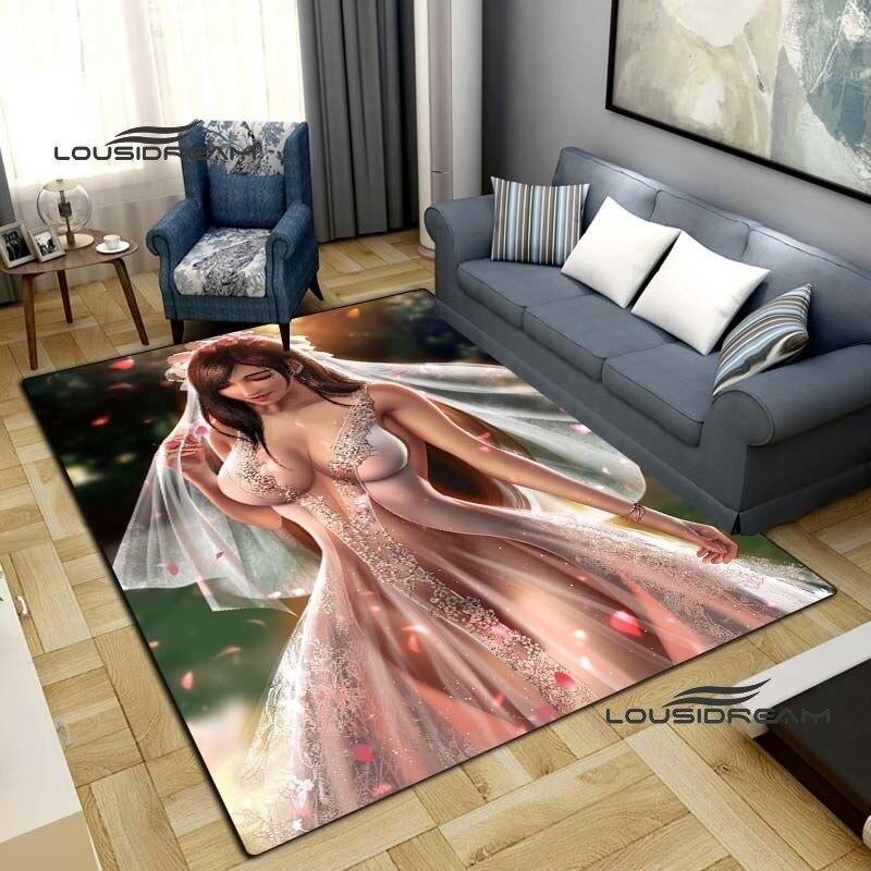 Sexy Tifa Aerith Koberce a Rug anime sexy umění čtvercový obývací pokoj ložnice velká plocha měkký koberec domácí dětský pokoj podlahová rohož