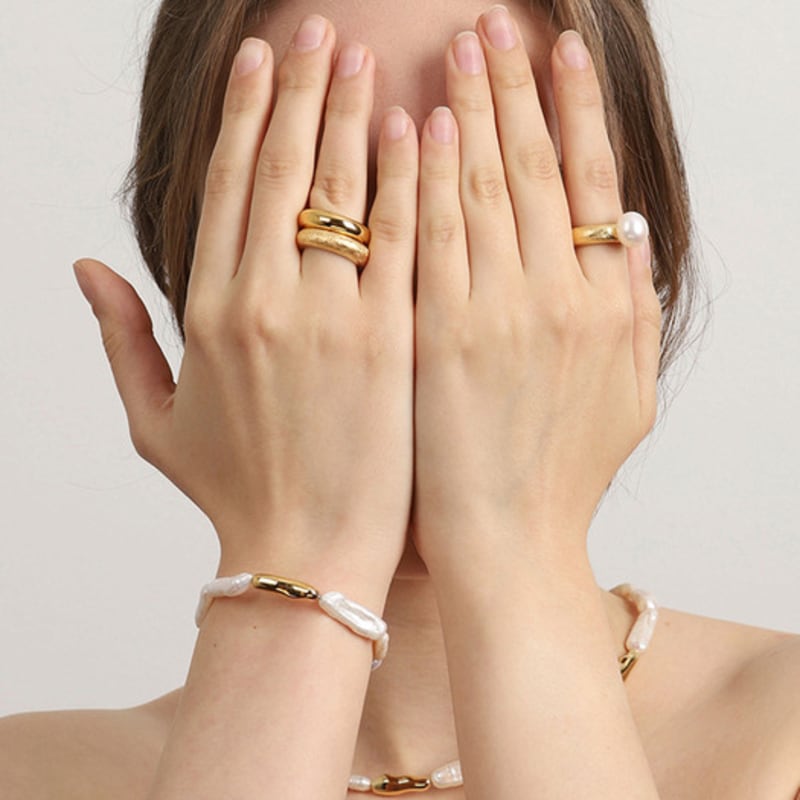 Ozel [Custom Made] Silver925 Signature Texture Peral PS022-2R