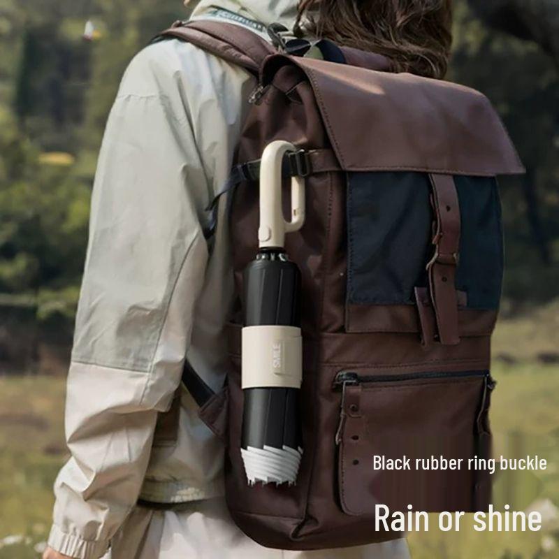 280-Bone Ring Buckle Automatic Sun & Rain Folding Umbrella: Large, Reinforced for Heavy Rain, UV Protection