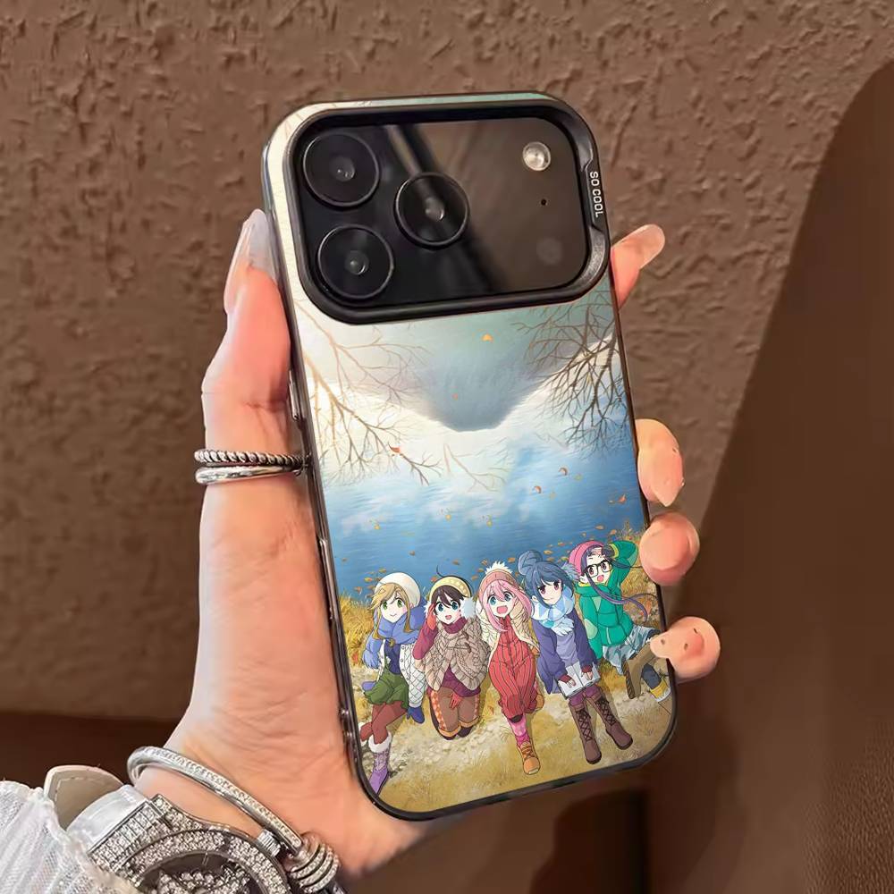 Y-Yuru C-Camp Anime Phone Case For iPhone 17,16,15,14,13,12,11,Pro Max,Plus Candy Silver Cover