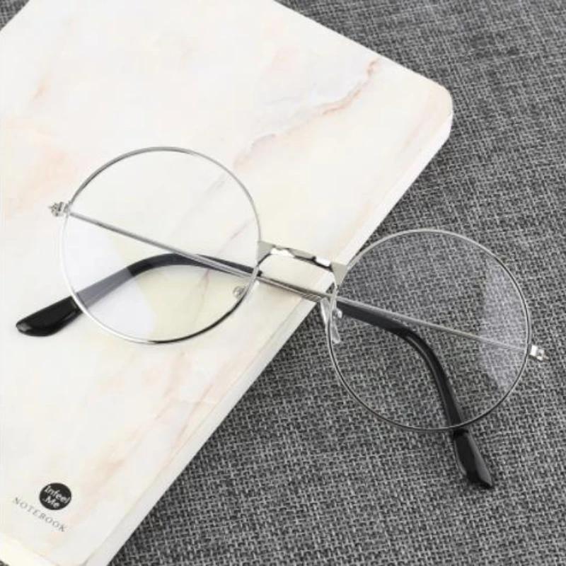 Vintage Transparent Glasses Round Metal Frame Superlight Style Clear Lens Game Eye Glasses  Protection Chic Prevent  Blue Light