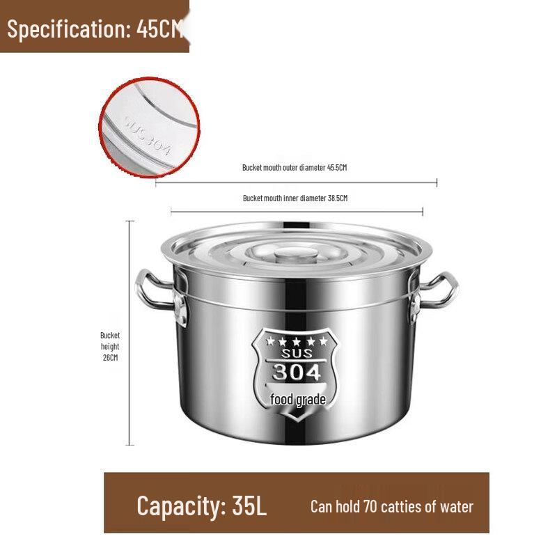 Jing Ling Xin Extra Thick 304 Stainless Steel Induction Soup Pot with Lid