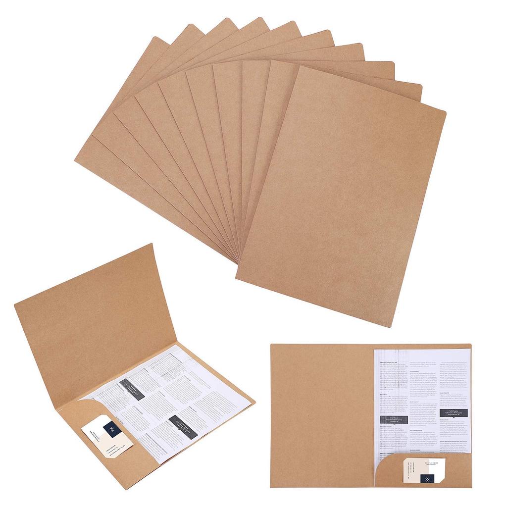 A4 Individual Folders File Set of Kraft Clear Portable Document Paper Document Storage Document Stylish Document Office Supplies Cases, 10, Paper,