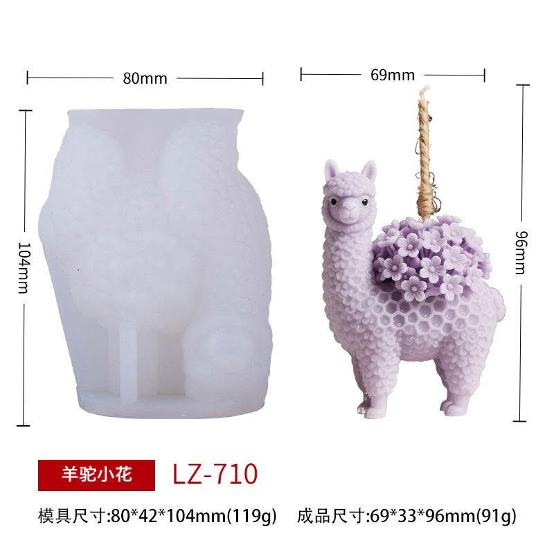 Creative Alpaca Flower Silicone Mold DIY Aromatherapy Candle Making Tool