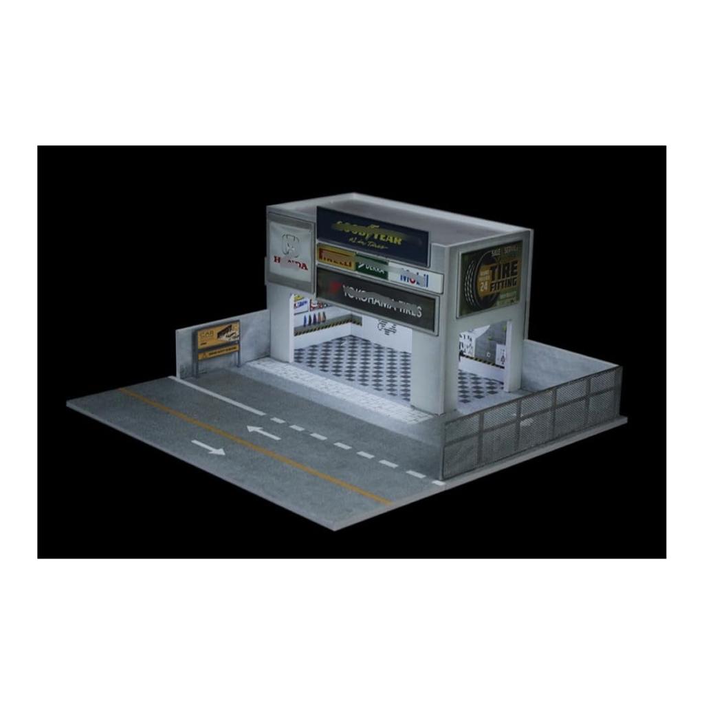 Moreart 1/64 Scale Model Garage Auto Repair Shop Diorama (MO936402) with Parking Pit and Garage Diecast Model Cars [Imported]