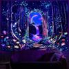 Heynvioo Blacklight Forest Tree Tapestry UV Reactive Moon Tapestry Trippy Galaxy Space Tapestries Fantasy Landscape Tapestries Aesthetic Plant Wall