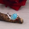 Handmade Turquoise Ring, Open Band Silver Ring, Heart Shape Gemstone Ring for Women