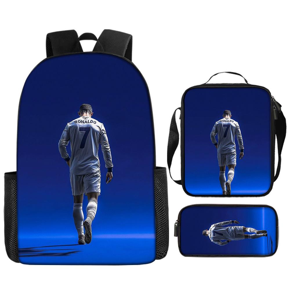 Zaino Stampato Stella del Calcio Zaino Scolastico per Bambini in Tre Pezzi Zaino Cartone Animato per Studente di Scuola Elementare
