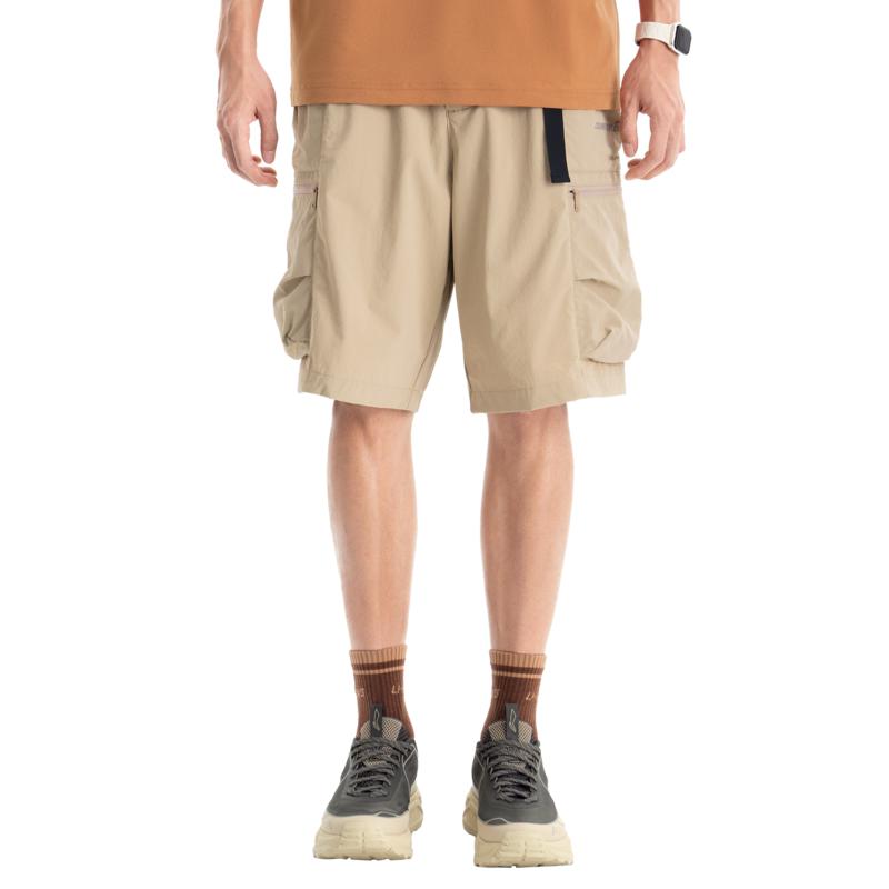 Li-Ning Outdoor CF Quick-Dry Rainproof Cool Sun Protection Stretch Wear-Resistant Multi-Pocket Sports Cargo Shorts Men shorts Khaki AKSW015-4
