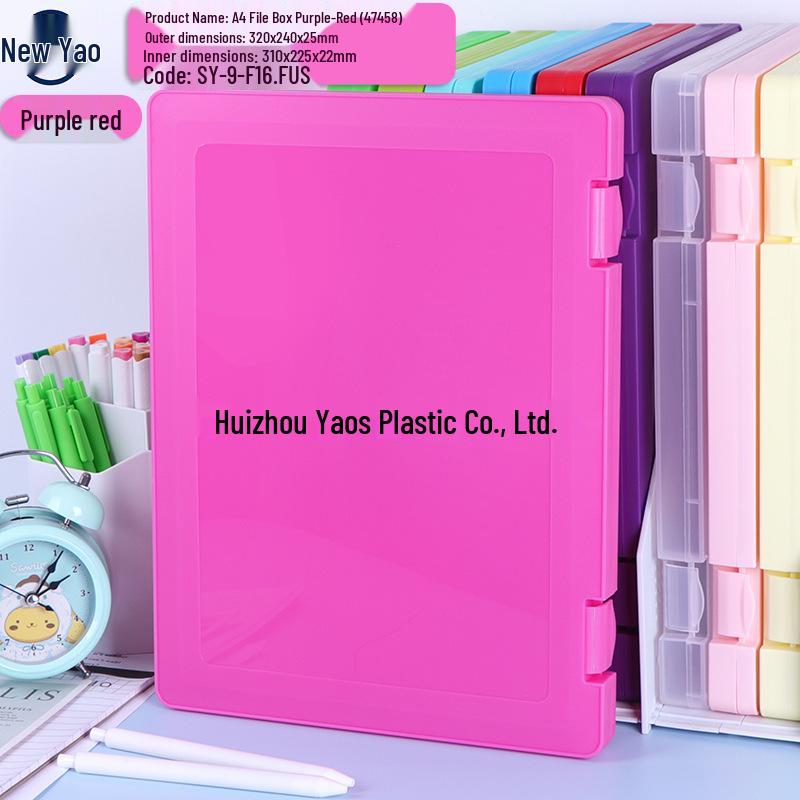 Large Capacity A4 File Box with Pen Slot & Clipboard for A5 Paper Storage